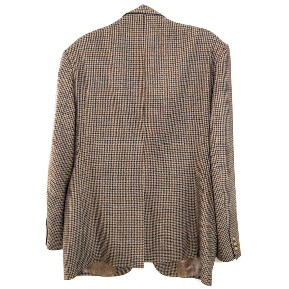 PROTOCOL 42R M Mens Blazer Tan Houndstooth Pattern Wool Lined CA0022 Professor - Picture 5 of 5